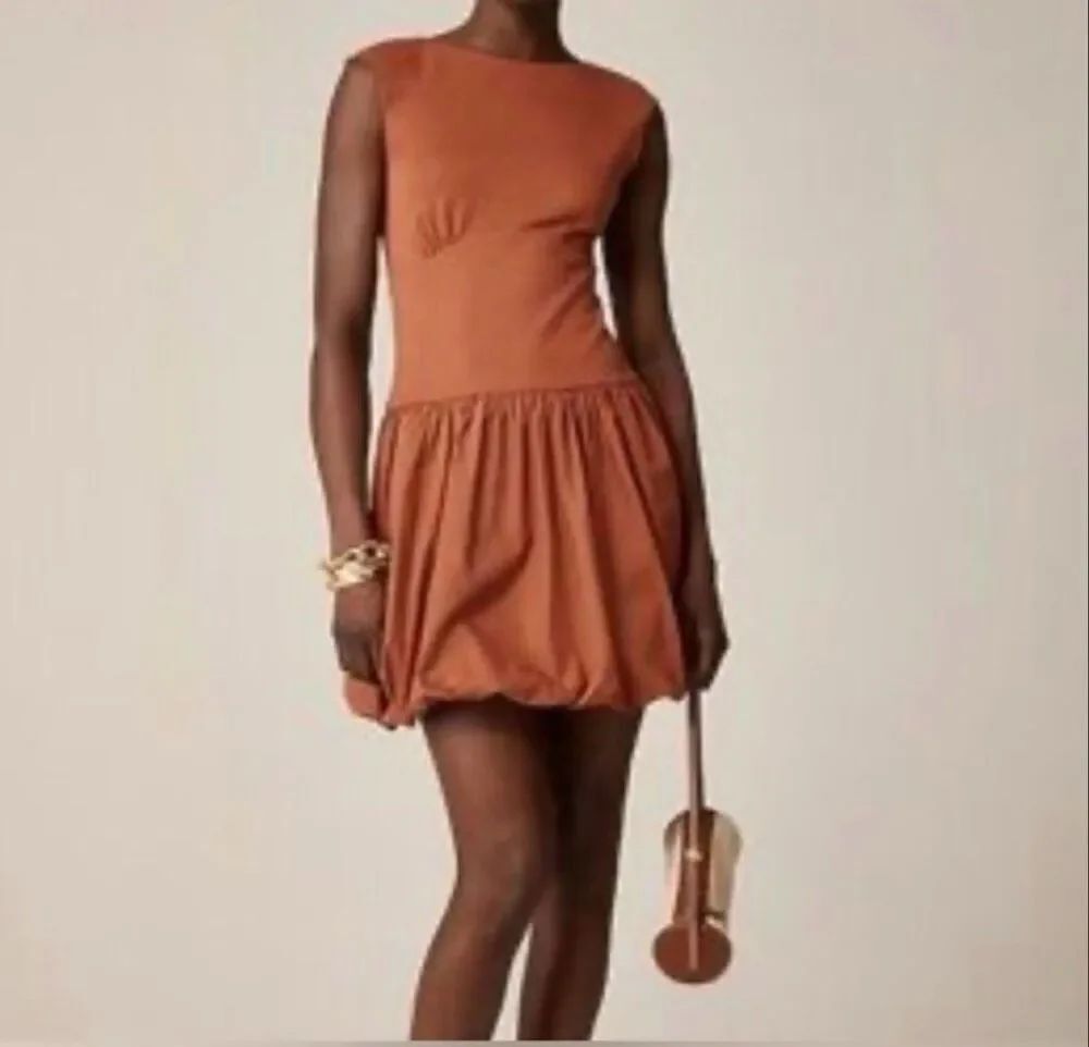 J.Crew Brown Sleeveless Bubble-hem Mixy Dress Sz Medium NEW